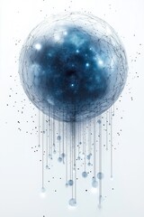 Poster - Exploring celestial themes through abstract blue sphere representation in digital art