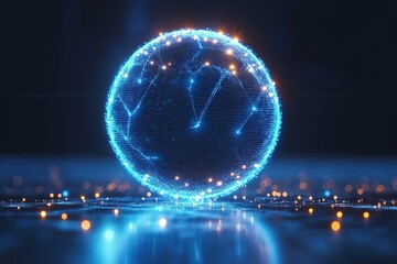 Fototapete - Digital sphere representing advanced technological concepts in a futuristic setting