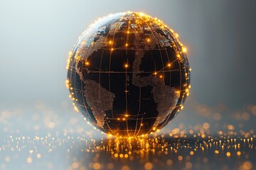Poster - Digital globe with glowing network connections showcasing global technology trends