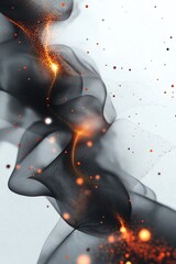 Poster - Abstract swirling shapes with glowing particles on a soft background