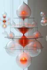 Poster - Elegant glass installation with glowing lights creating a modern art atmosphere
