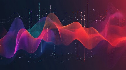Poster - Abstract digital waveforms with vibrant colors representing data or sound visualization.
