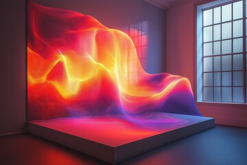 Poster - Vibrant abstract light display creating an immersive atmosphere in a sunlit room