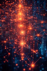 Poster - Network of lights and connections creating a digital landscape at night