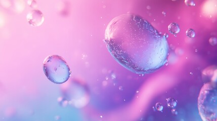 Poster - Floating bubbles create an enchanting visual in a vibrant, colorful background during warm evening light