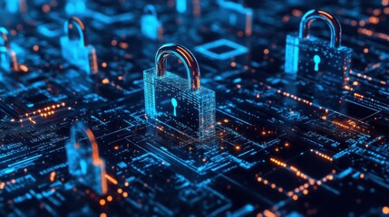 Locks, Circuit, Cyber Security. Generative AI