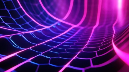 Poster - A vibrant, abstract representation of interconnected lines and shapes in glowing colors.