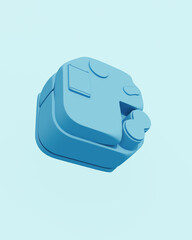 Fototapete - Blue junction box enclosure housing tech abstract pale background neutral monochrome soft tones pastel 3d illustration render