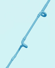 Fototapete - Blue pipes tubes abstract pale background bend neutral monochrome soft tones pastel 3d illustration render