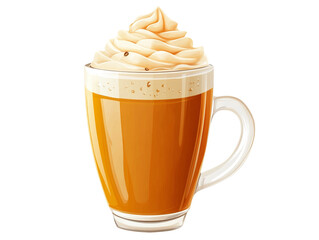 Wall Mural - a coffee drink with a steaming cup, flat illustration, isolated on transparent background