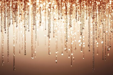 Golden sparkling lights with hanging droplets effect