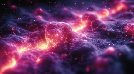 Wall Mural - A purple and orange space with glowing lines. Generative AI
