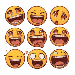 Poster - Various starry eyed emojis with different expressions on white background. PNG transparent