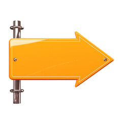 Aufkleber - Bright orange directional arrow sign with metallic pole, isolated on white background. glossy finish and bold color make it eye catching and ideal for navigation purposes. PNG transparent