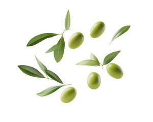 Wall Mural - a group of green olives with leaves