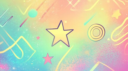 Wall Mural - Childlike neon shapes wallpaper with retro gradients and glowing light