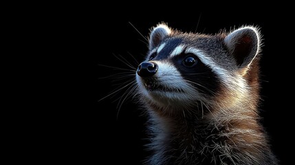 Wall Mural - Majestic Raccoon Portrait Against Dark Background