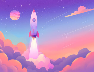 Wall Mural - rocket in space