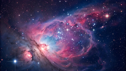 Wall Mural - Celestial Symphony: The Enchanting Beauty of Colorful Nebulae in Deep Space
