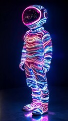 Wall Mural - astronaut in neon galaxy: a futuristic astronaut suit, adorned with vibrant neon lights creating a m