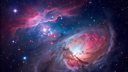 Wall Mural - Celestial Symphony: The Enchanting Beauty of Colorful Nebulae in Deep Space
