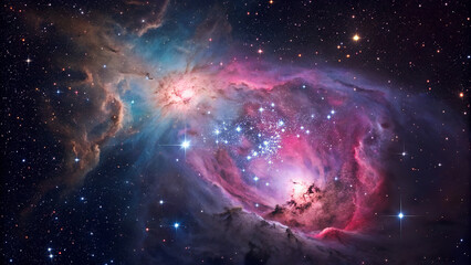 Wall Mural - Celestial Symphony: The Enchanting Beauty of Colorful Nebulae in Deep Space