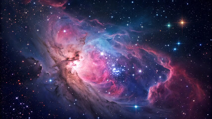 Wall Mural - Celestial Symphony: The Enchanting Beauty of Colorful Nebulae in Deep Space