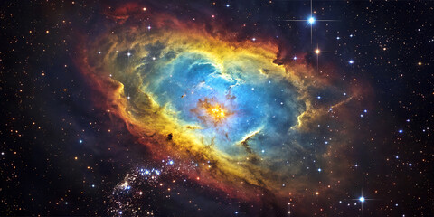 Wall Mural - Celestial Symphony: The Enchanting Beauty of Colorful Nebulae in Deep Space