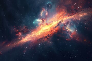 Wall Mural - Glowing Nebula and Gaseous Space Clouds in Vibrant Colors