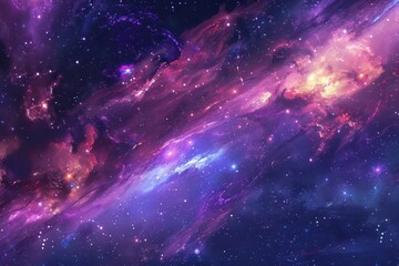 Canvas Print - Majestic Purple Nebula in the Depths of Space