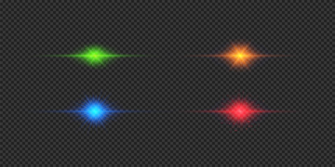 Wall Mural - set of multicolor horizontal light effects of lens flares