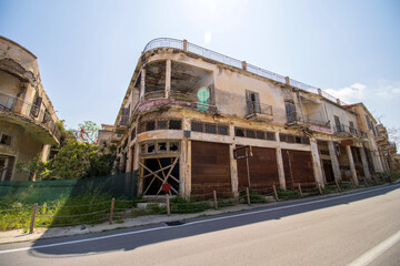 Wall Mural - Street view of abandoned buildings in the Varosha (Kapali Maras) ghost town, Cyprus