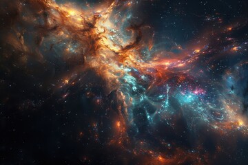 Wall Mural - Glowing Nebula and Gaseous Space Clouds with Bright Stars