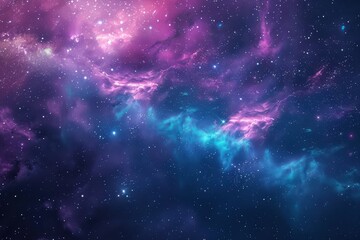 Wall Mural - Glowing Purple and Blue Nebula with Stars