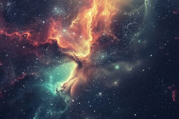 Wall Mural - Colorful and detailed image of a nebula in deep space with bright stars and glowing gas clouds.