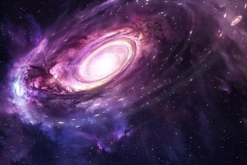 Canvas Print - Majestic Purple Galaxy Swirls with Bright Center and Stars