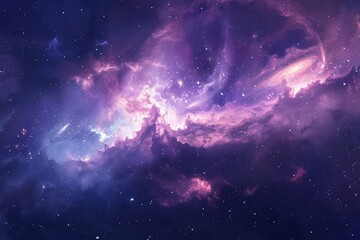 Canvas Print - Colorful and detailed image of a nebula in deep space with bright stars and glowing gas clouds.