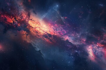 Wall Mural - Colorful and detailed image of a nebula in deep space with bright stars and glowing gas clouds.
