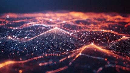 Poster - Abstract representation of interconnected data points resembling a digital landscape.