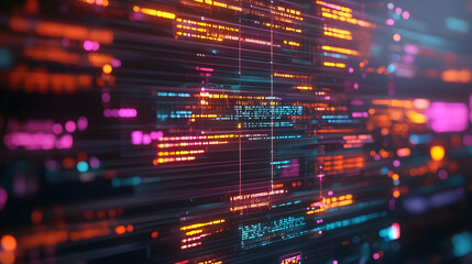 a vibrant digital abstract representation featuring glowing lines and data streams, symbolizing tech