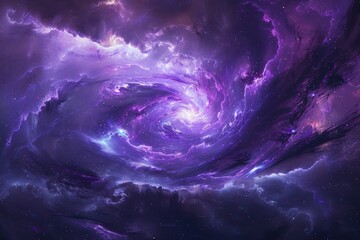 Wall Mural - Majestic purple and pink galaxy with swirling nebula and bright stars