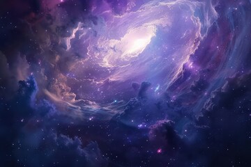 Wall Mural - Glowing Purple Nebula with Stars