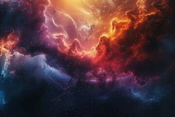 Canvas Print - Glowing Nebula and Gaseous Space Clouds with Bright Stars