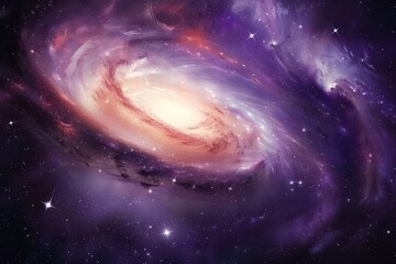 Canvas Print - Majestic Purple Galaxy Swirls with Bright Stars