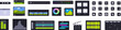 © nsit0108 - Video editor icons set. Set of icons and interface elements for video editing software, featuring playback controls, timeline, audio mixer, color correction tools, and various other functions