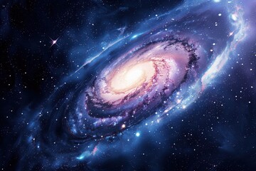 Canvas Print - Spiral galaxy in deep space with stars and glowing dust