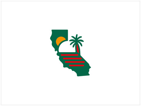 California logo design , vector , icon , illustration which contain a country map identity .