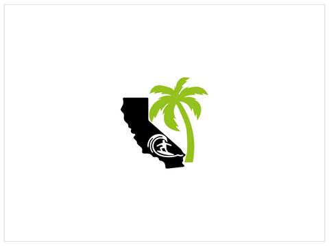 California logo design , vector , icon , illustration which contain a country map identity .