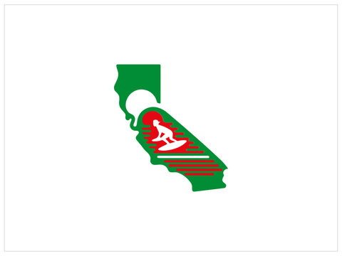 California logo design , vector , icon , illustration which contain a country map identity .