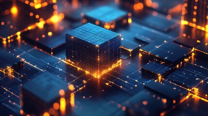 Poster - A futuristic digital landscape depicting interconnected circuits and glowing elements.